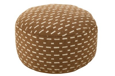 Pouf Round Lines Outdoor Polyester Brown/White