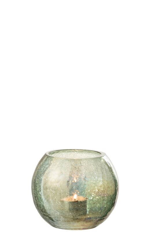 Hurricane Ball Craquelure Glass Pearl Effect Green Small