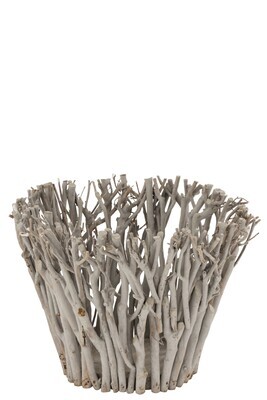 Hurricane Branches With Glass Wood Grey Large