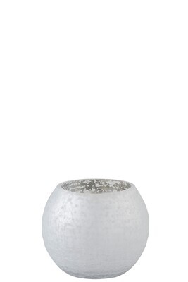 Hurricane Ball Crackle Glass Mat/Shiny Silver Small