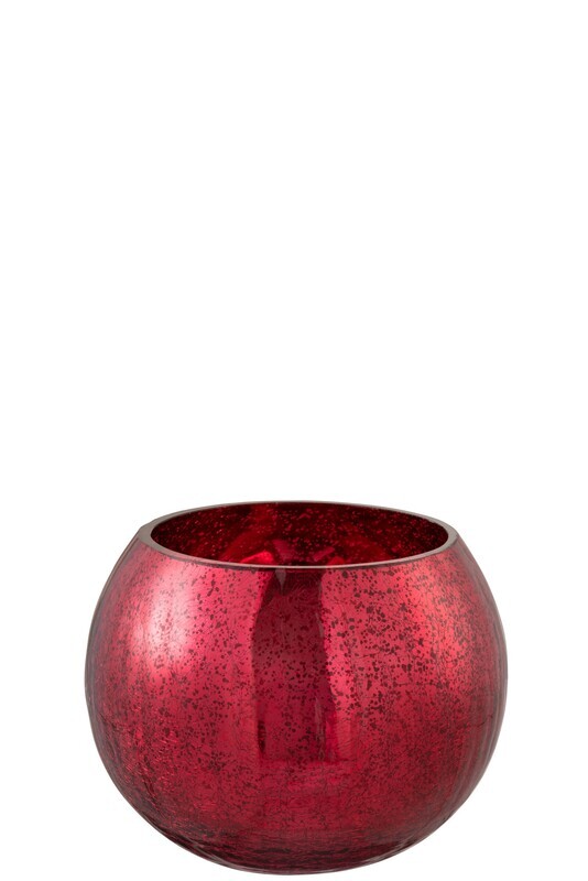Hurricane Ball Crackle Glass Shiny Red Medium