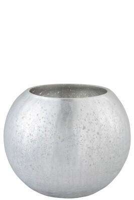 Hurricane Ball Crackle Glass Mat/Shiny Silver Large