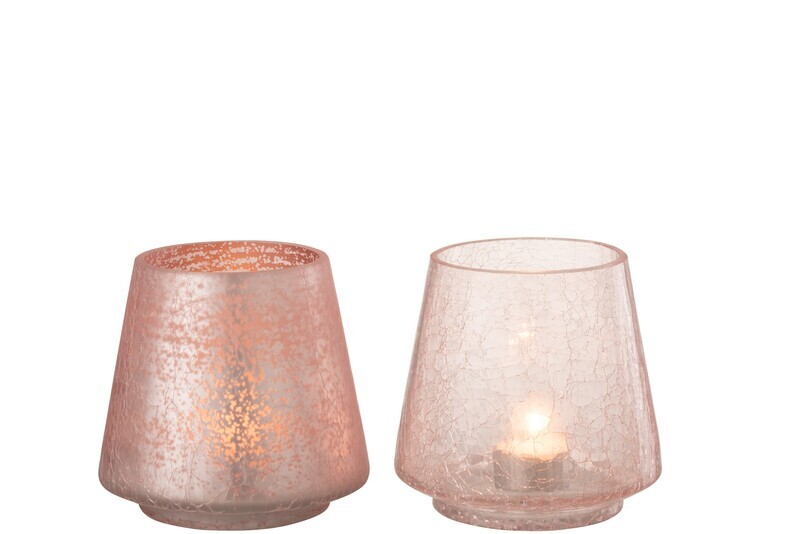 Hurricane Conic Craquelure Matt/Shiny Pink Medium Assortment Of 2