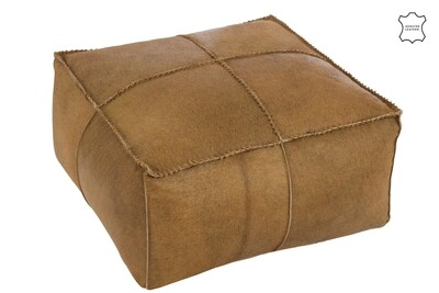 Pouf Cowhair Leather Dark/Camel