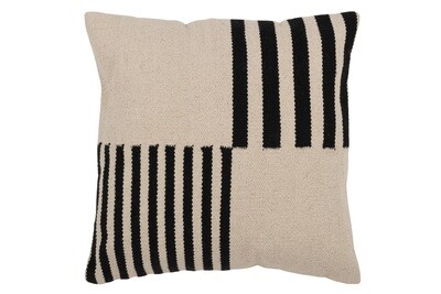 Cushion Blank/Striped Squares Cotton White/Black
