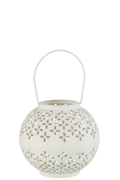 Lantern Ball Perforated Iron White
