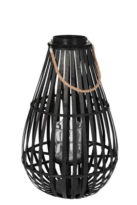 Lantern Droplet Form Bamboo Black Medium