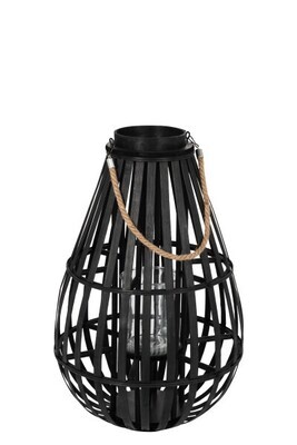 Lantern Droplet Form Bamboo Black Small
