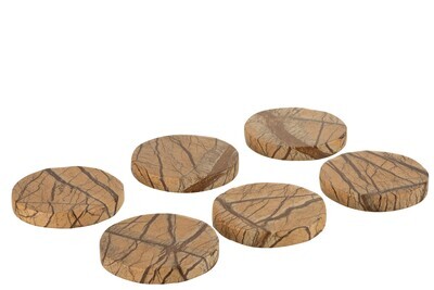 Set Of 6 Coasters Oni Marble Brown/Ochre
