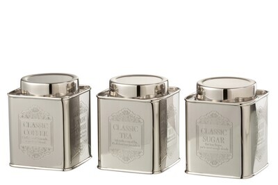 Storage Jar Coffee/Sugar/Tea Stainless Steel Silver Small Assortment Of Three