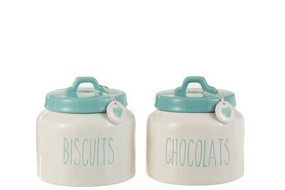 Storage Jar Cookies/Chocolates Ceramic Blue/White