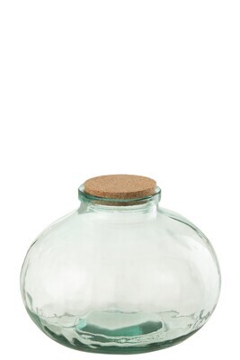 Storage Jar Round Cork Recycled Glass Small