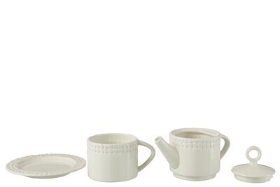 Tea Pot And Tea Cup Ceramic White