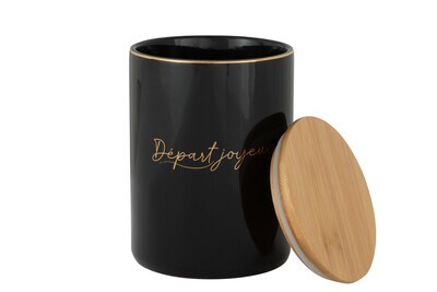 Storage Jar Porcelain D�part Joyeux Black/Ggold