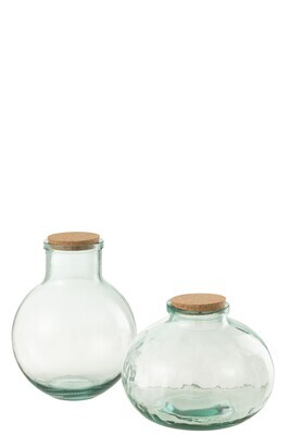 Storage Jar Round Cork Recycled Glass Large