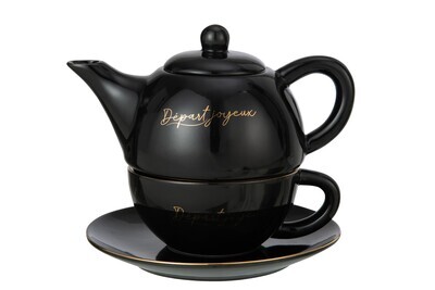 Tea For One Porcelain D�part Joyeux Black/Gold