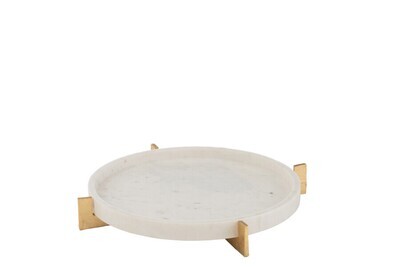 Marble Tray Metal Base Grey/Champagne