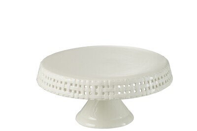 Cake Plate Ceramic White Medium