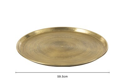 Tray Round Rings Aluminium Gold Large 60Cm