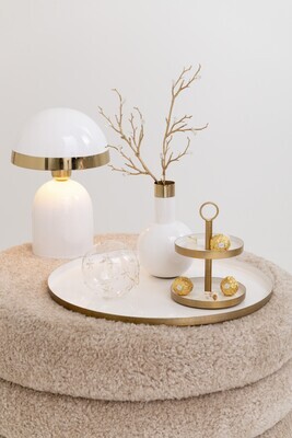 Cake Stand Round 2 Levels Metal White/Gold