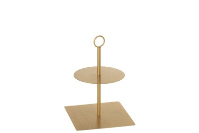 Cake Stand Round+Square Metal Gold
