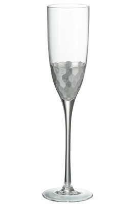 Champagne Glass Transparent/Silver 7X7X26Cm