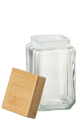 Glass Pot Brad Glass/Bamboo Transparent/Natural Large