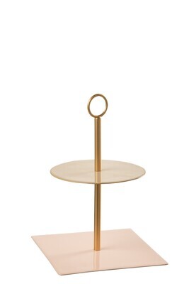 Food Stand Round+Square Metal Light Pink/Beige