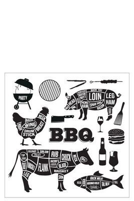 Pack 20 Napkins Barbecue Paper White/Black Large