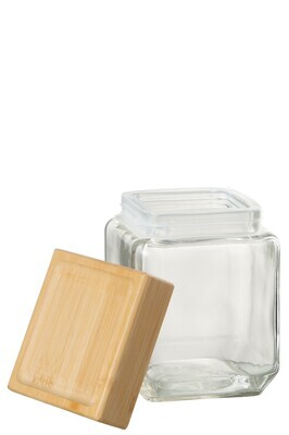 Glass Pot Brad Glass/Bamboo Transparent/Natural Medium