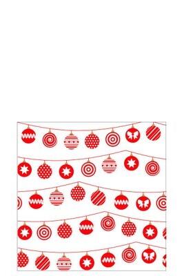 Pack 20 Napkins Christmas Baubles Paper White/Green Large