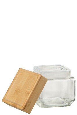 Glass Pot Brad Glass/Bamboo Transparent/Natural Small