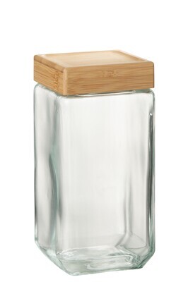 Glass Pot Brad Glass/Bamboo Transparent/Natural Extra Large
