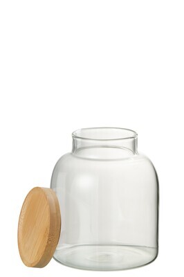 Glass Pot Tom Glass/Bamboo Transparent/Natural Small