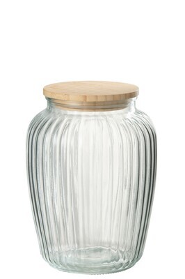 Glass Pot Louis Glass/Bamboo Transparent/Natural Small