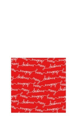 Pack 20 Napkins Merry Christmas Paper Red/White Small