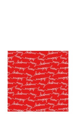 Pack 20 Napkins Merry Christmas Paper Red/White Large