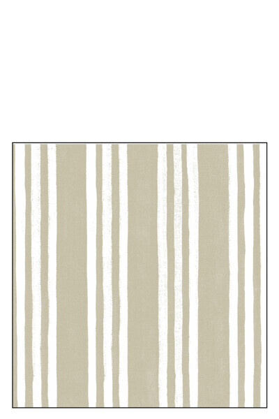 Pack 20 Napkins Stripes Paper Taupe/White Large