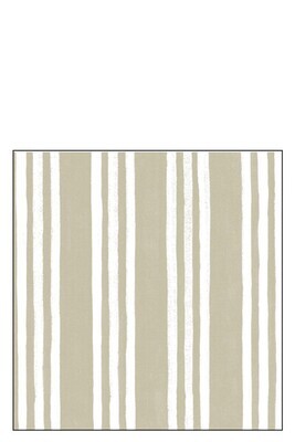 Pack 20 Napkins Stripes Paper Taupe/White Large