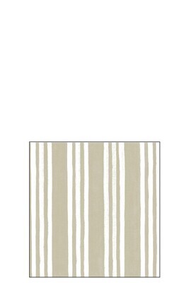 Pack 20 Napkins Stripes Paper Taupe/White Small