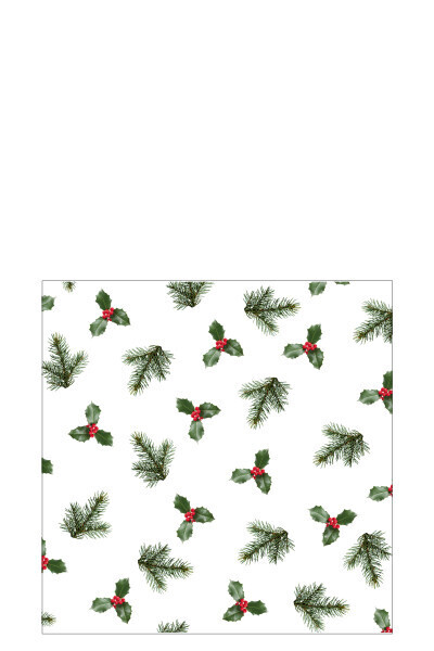Pack 20 Napkins Holly Leaves Paper Mix Large