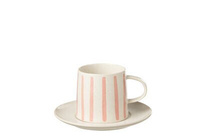 Cup + Saucer Line Porcelain Pink