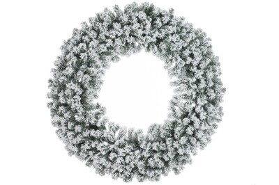 Wreath Christmas Deco Plastic Green/White Snowy Extra Large
