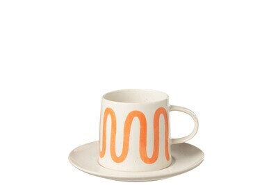 Cup + Saucer Curve Porcelain Orange