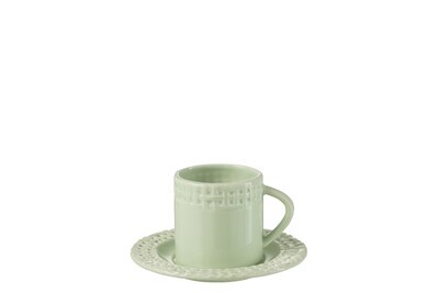 Cup And Saucer Ceramic Green