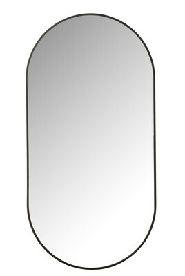 Mirror Oval Glass/Metal Black