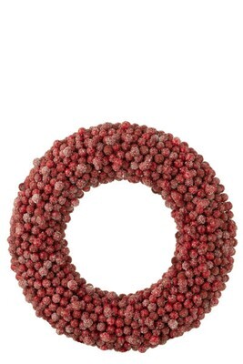 Wreath Round Berries Plastic Red Large