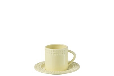 Cup And Saucer Ceramic Yellow