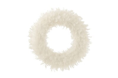 Wreath Deco+Glitters Feathers White
