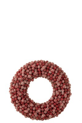 Wreath Round Berries Plastic Red Small